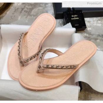 Chanel Denim Chain Flip Flops Sandals Pink 2020 (DLY-20052118)