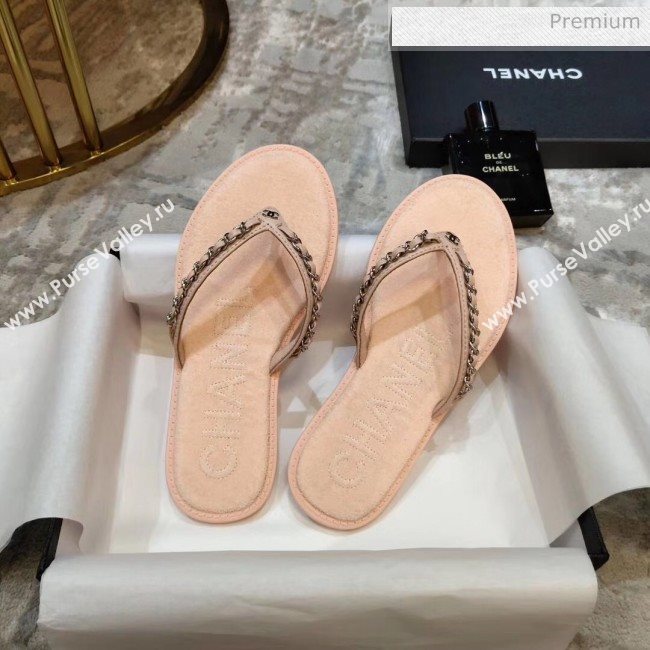 Chanel Denim Chain Flip Flops Sandals Pink 2020 (DLY-20052118)
