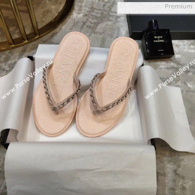 Chanel Denim Chain Flip Flops Sandals Pink 2020 (DLY-20052118)
