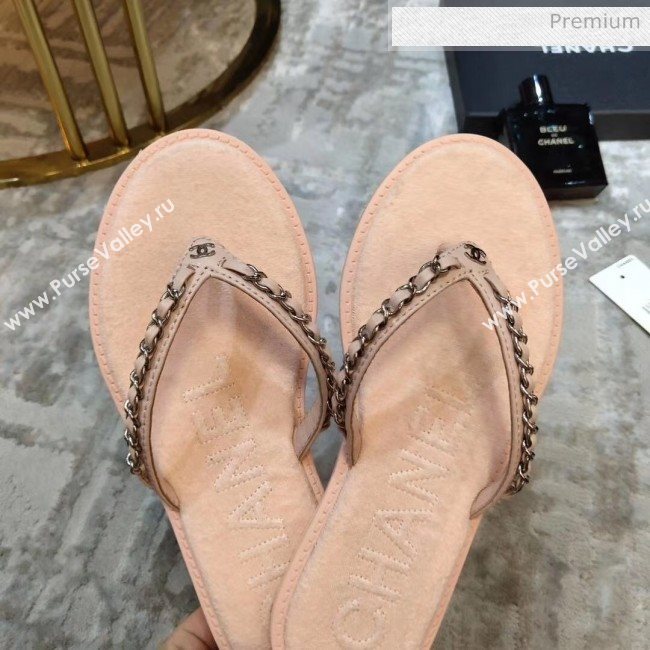 Chanel Denim Chain Flip Flops Sandals Pink 2020 (DLY-20052118)