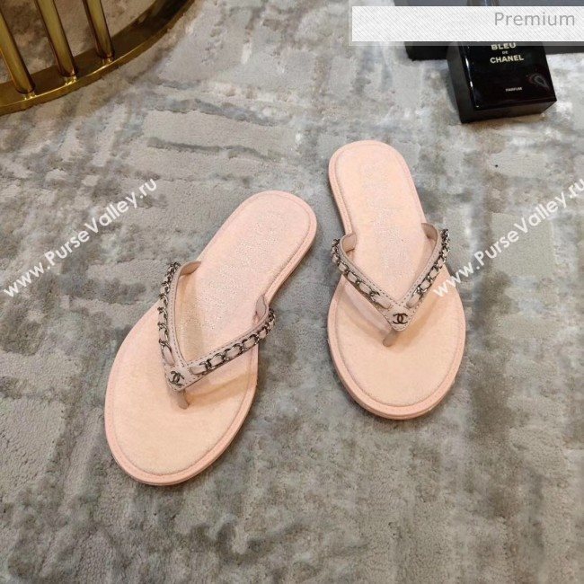 Chanel Denim Chain Flip Flops Sandals Pink 2020 (DLY-20052118)
