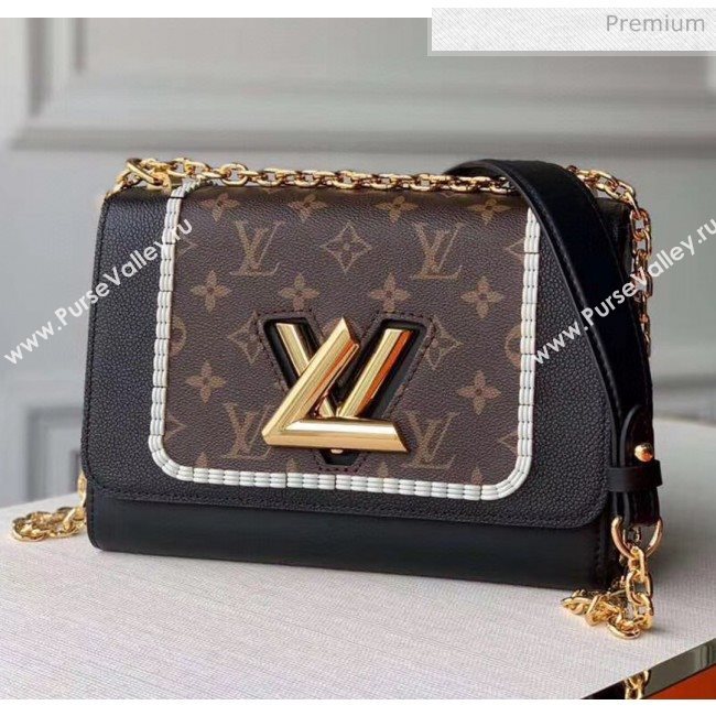 Louis Vuitton Twist MM Bag In Calfskin and Monogram Canvas M44837 Brown/Black 2020 (K-20052207)