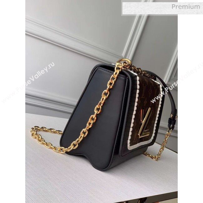 Louis Vuitton Twist MM Bag In Calfskin and Monogram Canvas M44837 Brown/Black 2020 (K-20052207)