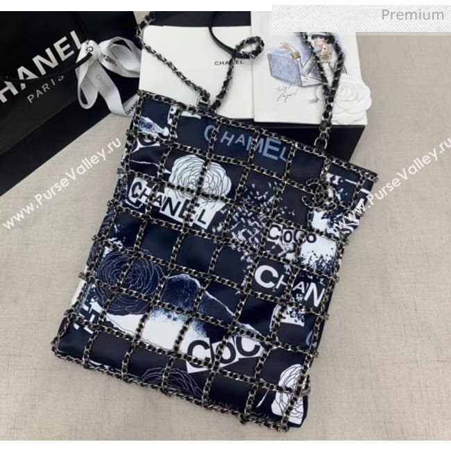 Chanel Printed Cotton & Silver-Tone Chain Shopping Bag AS1383 2020 (JY-20052303)