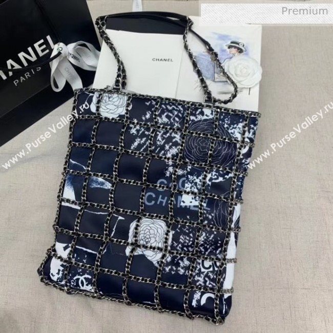 Chanel Printed Cotton & Silver-Tone Chain Shopping Bag AS1383 2020 (JY-20052303)