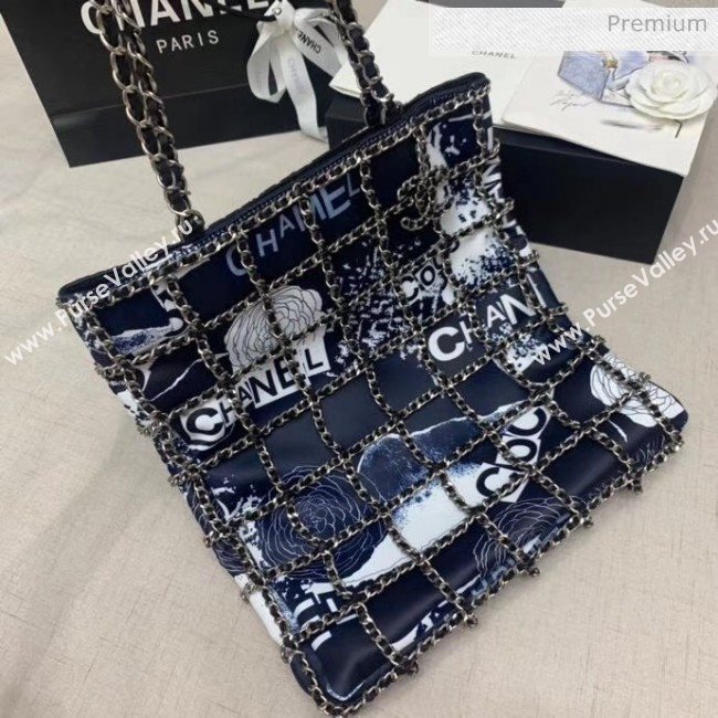 Chanel Printed Cotton & Silver-Tone Chain Shopping Bag AS1383 2020 (JY-20052303)