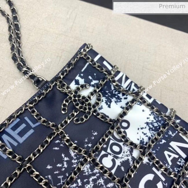 Chanel Printed Cotton & Silver-Tone Chain Shopping Bag AS1383 2020 (JY-20052303)