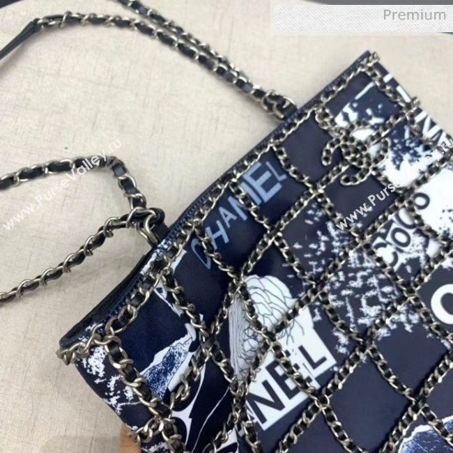 Chanel Printed Cotton & Silver-Tone Chain Shopping Bag AS1383 2020 (JY-20052303)