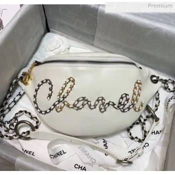 Chanel Calfskin & Chain Logo Waist Bag AS1783 White 2020 (JY-20052304)