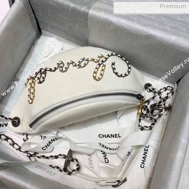 Chanel Calfskin & Chain Logo Waist Bag AS1783 White 2020 (JY-20052304)