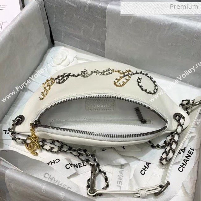 Chanel Calfskin & Chain Logo Waist Bag AS1783 White 2020 (JY-20052304)