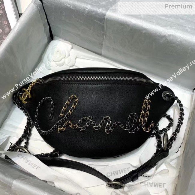 Chanel Calfskin & Chain Logo Waist Bag AS1783 Black 2020 (JY-20052306)