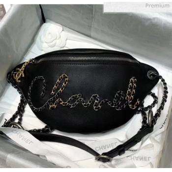 Chanel Calfskin & Chain Logo Waist Bag AS1783 Black 2020 (JY-20052306)