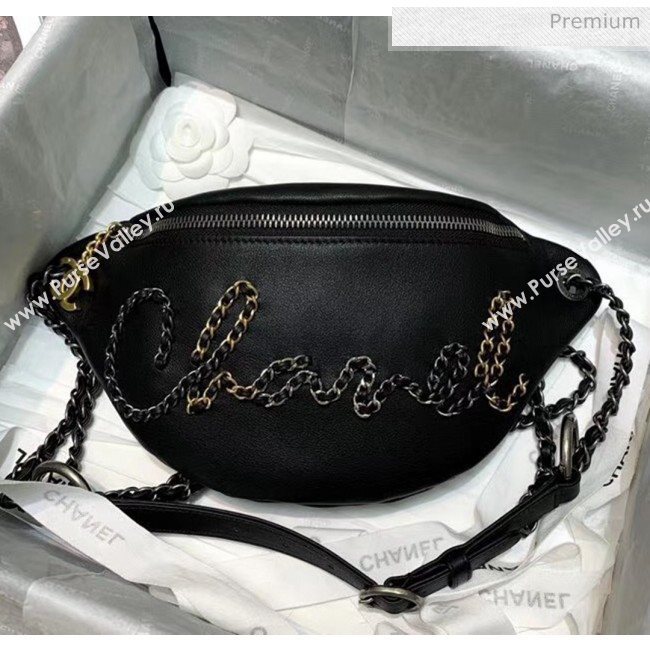 Chanel Calfskin & Chain Logo Waist Bag AS1783 Black 2020 (JY-20052306)