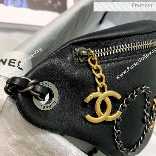 Chanel Calfskin & Chain Logo Waist Bag AS1783 Black 2020 (JY-20052306)