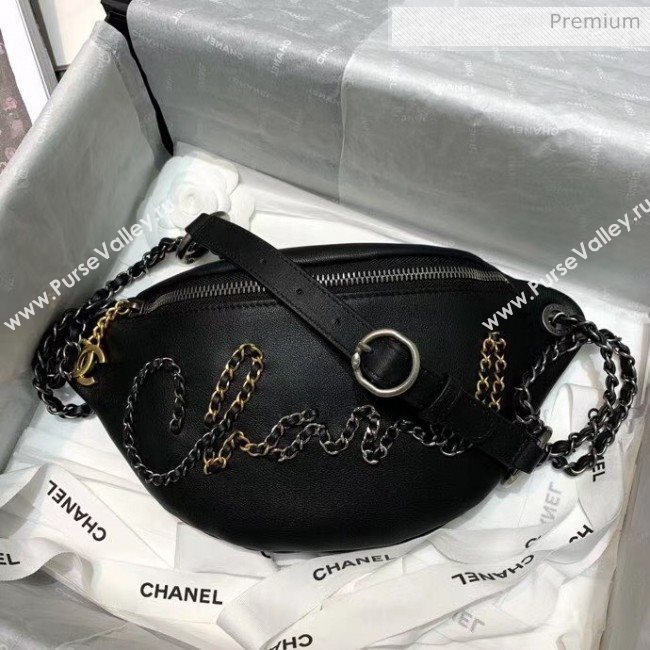 Chanel Calfskin & Chain Logo Waist Bag AS1783 Black 2020 (JY-20052306)