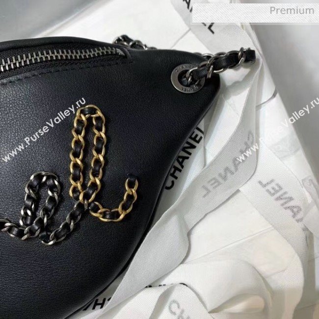 Chanel Calfskin & Chain Logo Waist Bag AS1783 Black 2020 (JY-20052306)