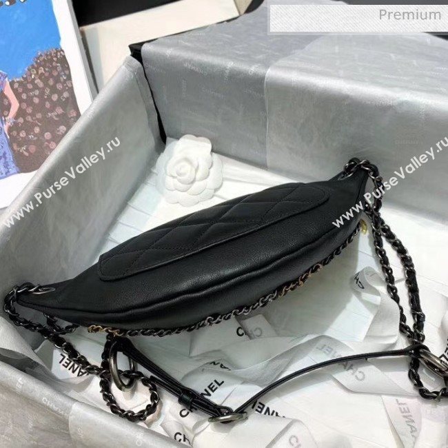 Chanel Calfskin & Chain Logo Waist Bag AS1783 Black 2020 (JY-20052306)