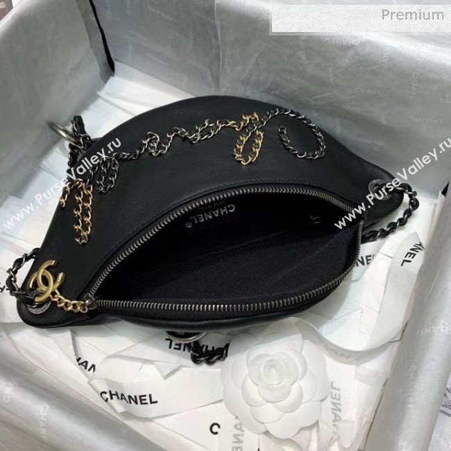 Chanel Calfskin & Chain Logo Waist Bag AS1783 Black 2020 (JY-20052306)
