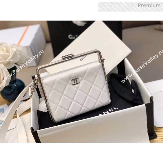 Chanel Lambskin & Silver-Tone Metal Clutch AS1732 White 2020 (JY-20052316)