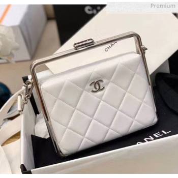 Chanel Lambskin & Silver-Tone Metal Clutch AS1732 White 2020 (JY-20052316)