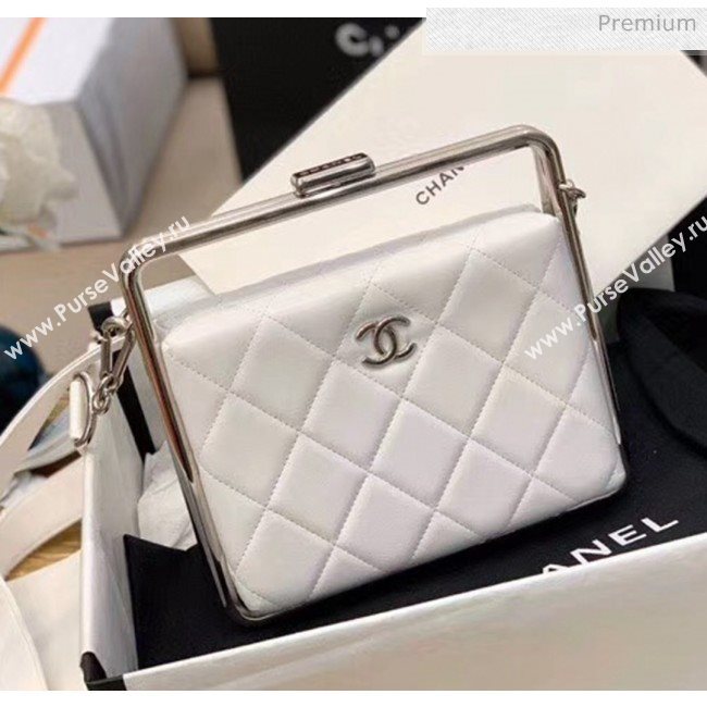 Chanel Lambskin & Silver-Tone Metal Clutch AS1732 White 2020 (JY-20052316)