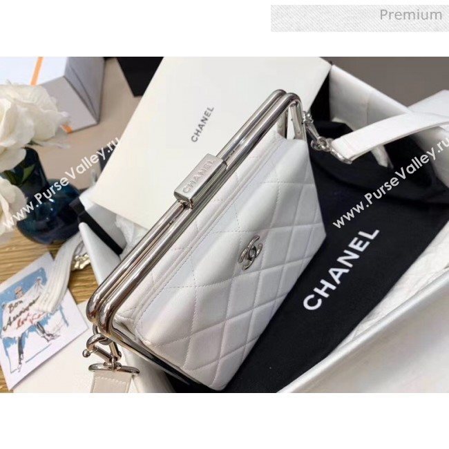 Chanel Lambskin & Silver-Tone Metal Clutch AS1732 White 2020 (JY-20052316)