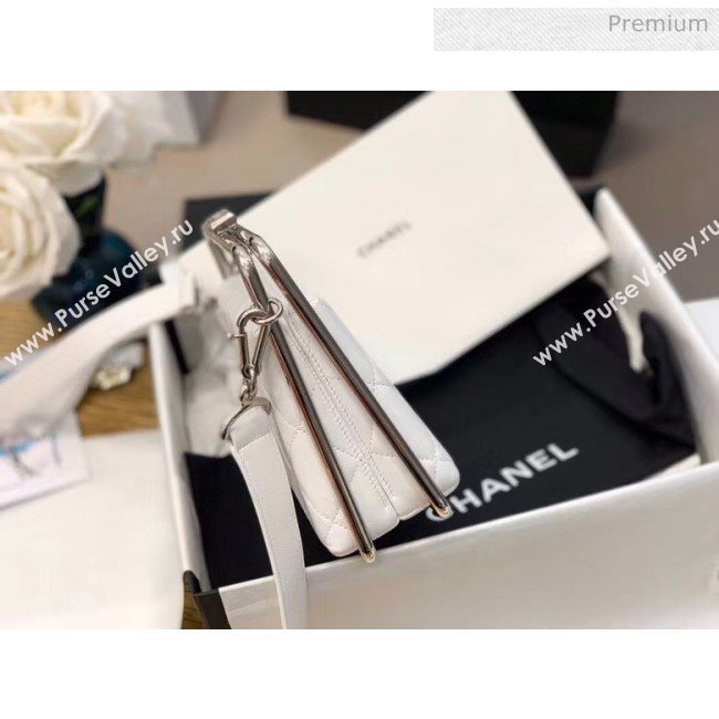 Chanel Lambskin & Silver-Tone Metal Clutch AS1732 White 2020 (JY-20052316)