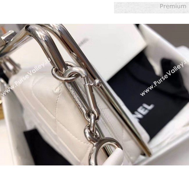 Chanel Lambskin & Silver-Tone Metal Clutch AS1732 White 2020 (JY-20052316)