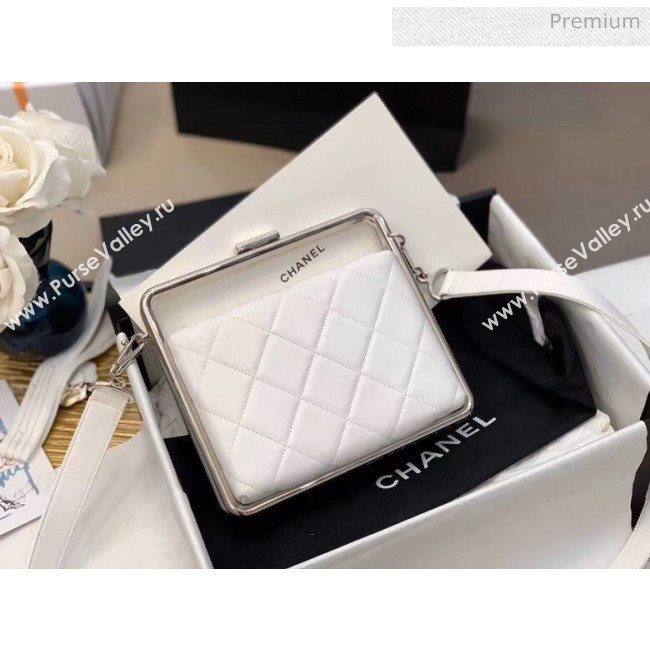 Chanel Lambskin & Silver-Tone Metal Clutch AS1732 White 2020 (JY-20052316)
