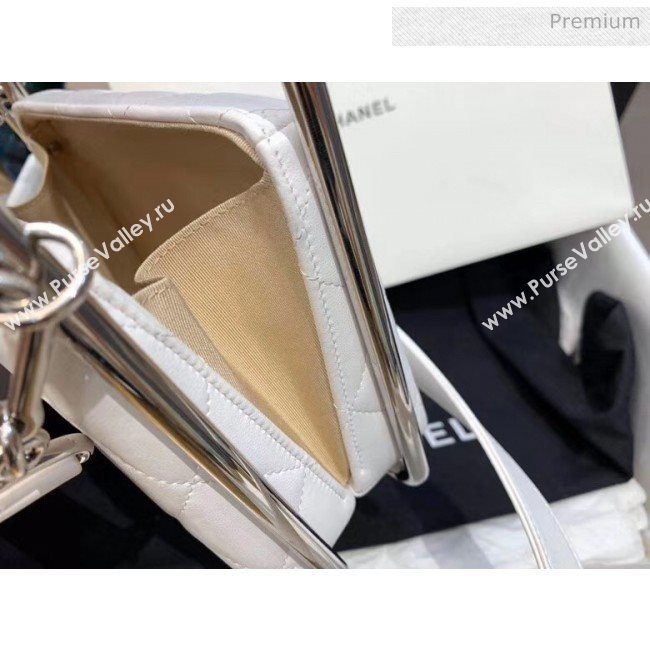 Chanel Lambskin & Silver-Tone Metal Clutch AS1732 White 2020 (JY-20052316)