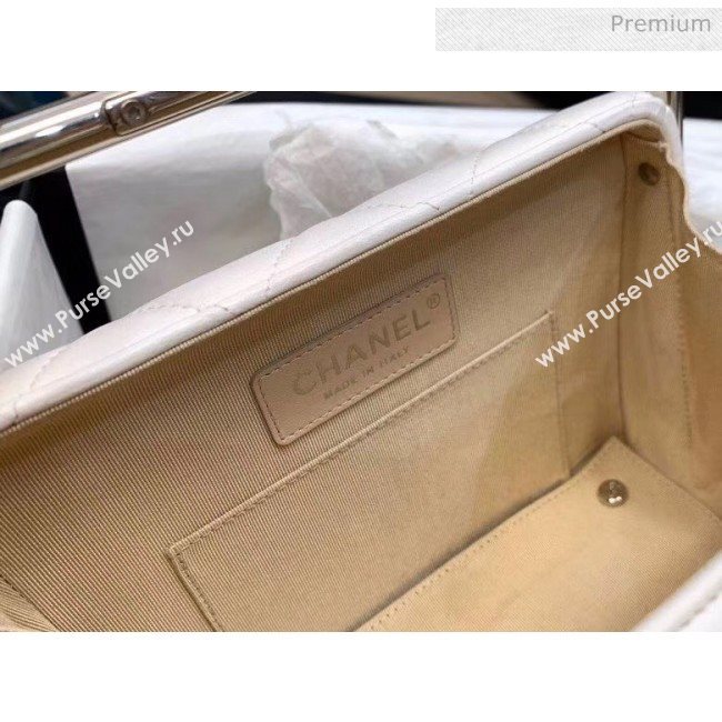 Chanel Lambskin & Silver-Tone Metal Clutch AS1732 White 2020 (JY-20052316)