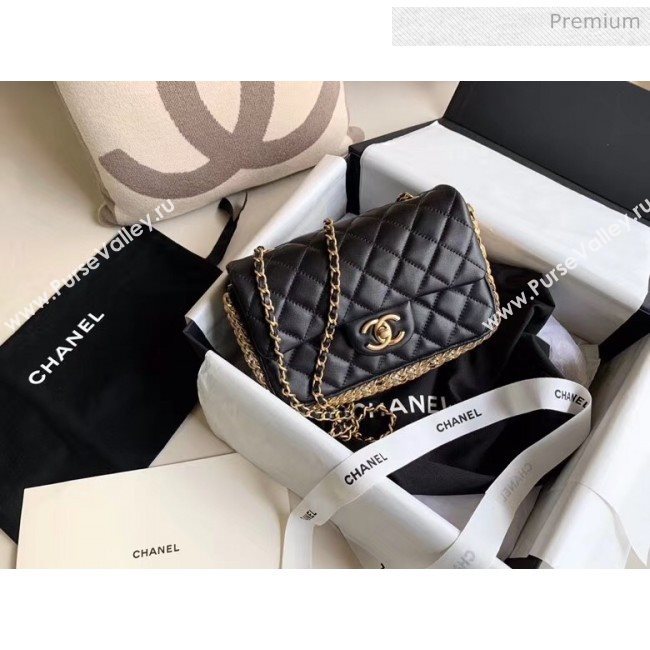 Chanel Lambskin & Imitation Pearls Flap Bag AS1740 Black 2020 (JY-20052326)