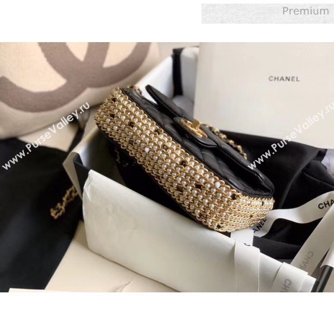 Chanel Lambskin & Imitation Pearls Flap Bag AS1740 Black 2020 (JY-20052326)