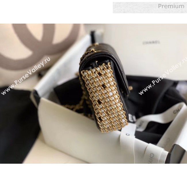 Chanel Lambskin & Imitation Pearls Flap Bag AS1740 Black 2020 (JY-20052326)