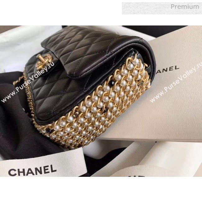 Chanel Lambskin & Imitation Pearls Flap Bag AS1740 Black 2020 (JY-20052326)