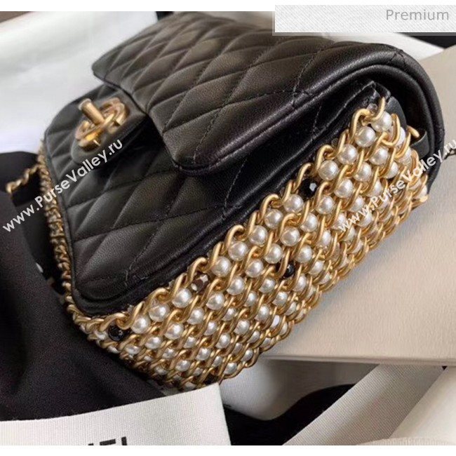 Chanel Lambskin & Imitation Pearls Flap Bag AS1740 Black 2020 (JY-20052326)