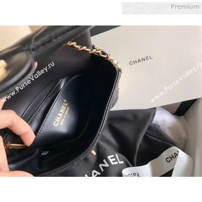 Chanel Lambskin & Imitation Pearls Flap Bag AS1740 Black 2020 (JY-20052326)