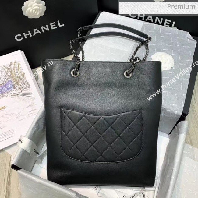 Chanel Calfskin & Chain Logo Shopping Bag Black 2020 (SS-20052307)
