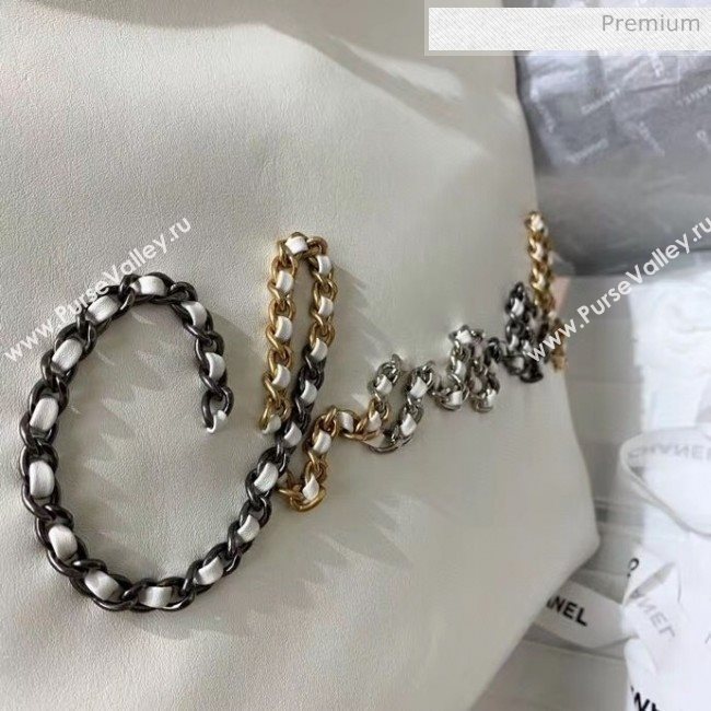 Chanel Calfskin & Chain Logo Shopping Bag White 2020 (SS-20052208)