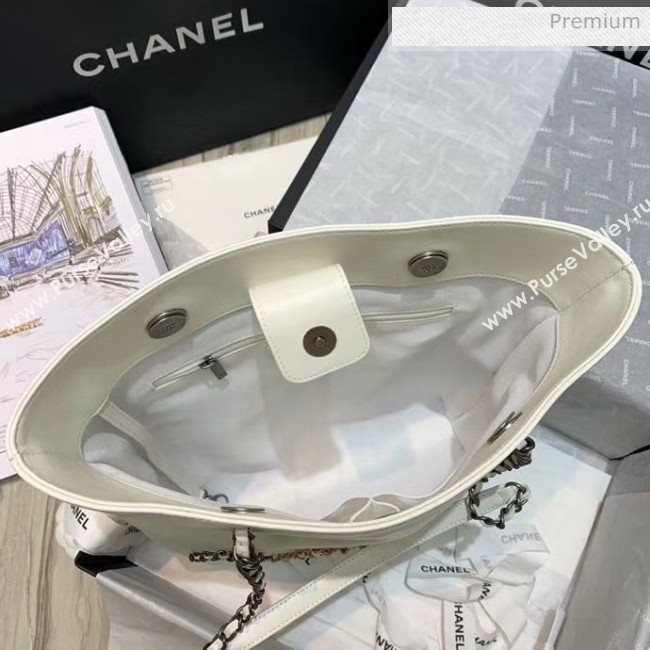 Chanel Calfskin & Chain Logo Shopping Bag White 2020 (SS-20052208)