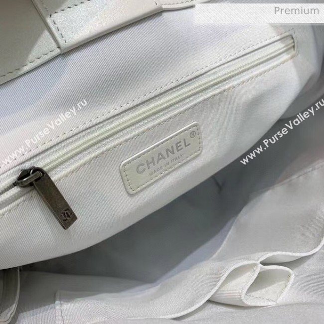 Chanel Calfskin & Chain Logo Shopping Bag White 2020 (SS-20052208)