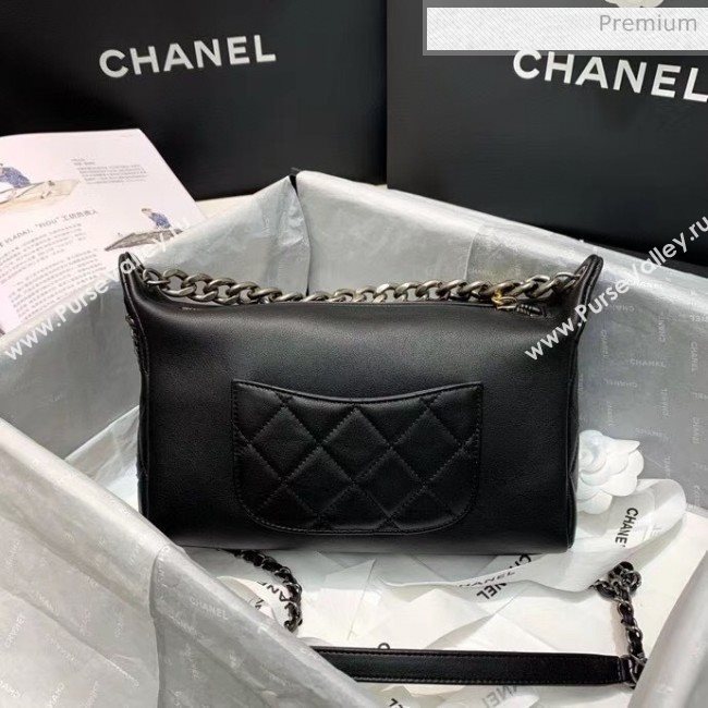Chanel Calfskin & Chain Logo Bowling Shoulder Bag Black 2020 (SS-20052309)