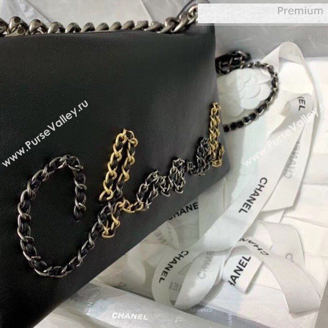 Chanel Calfskin & Chain Logo Bowling Shoulder Bag Black 2020 (SS-20052309)