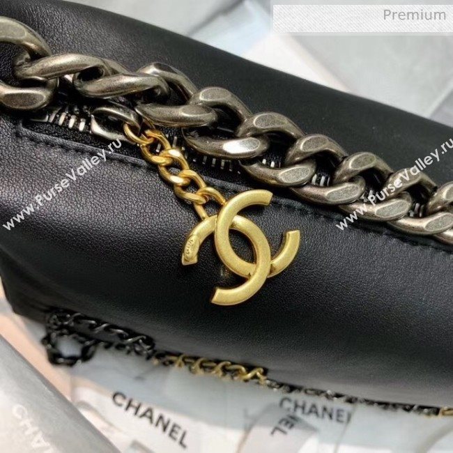 Chanel Calfskin & Chain Logo Bowling Shoulder Bag Black 2020 (SS-20052309)