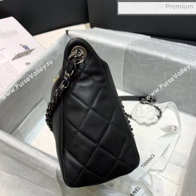 Chanel Calfskin & Chain Logo Bowling Shoulder Bag Black 2020 (SS-20052309)