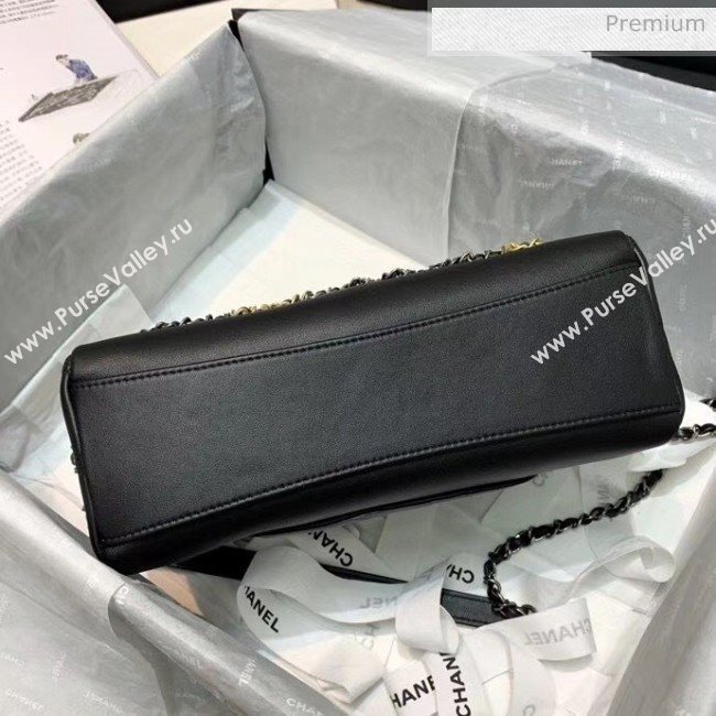 Chanel Calfskin & Chain Logo Bowling Shoulder Bag Black 2020 (SS-20052309)