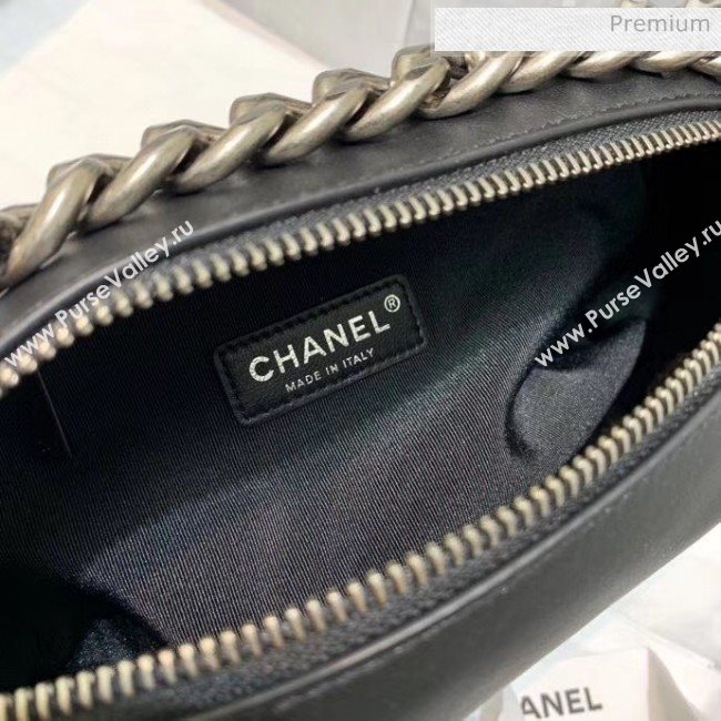 Chanel Calfskin & Chain Logo Bowling Shoulder Bag Black 2020 (SS-20052309)