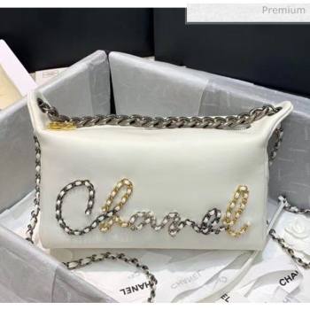 Chanel Calfskin & Chain Logo Bowling Shoulder Bag White 2020 (SS-20052310)