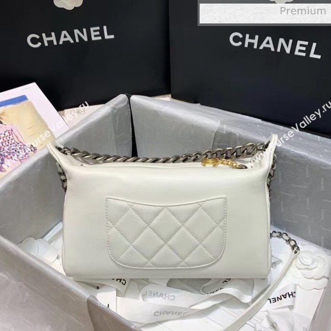 Chanel Calfskin & Chain Logo Bowling Shoulder Bag White 2020 (SS-20052310)